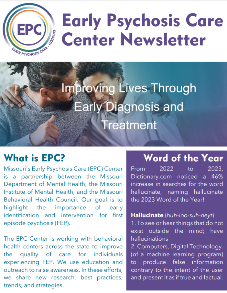 Early Psychosis Care Center Newsletter PDF Thumbnail